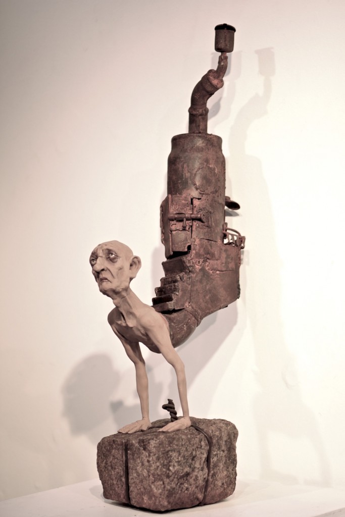 "The equilibrist", sculpture. Scrap metal and e-poxi resin (SOLD)
