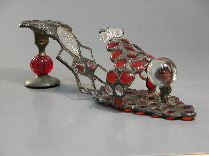 Glass shoe. Tiffany technique. Series: Remnants of Cinderella